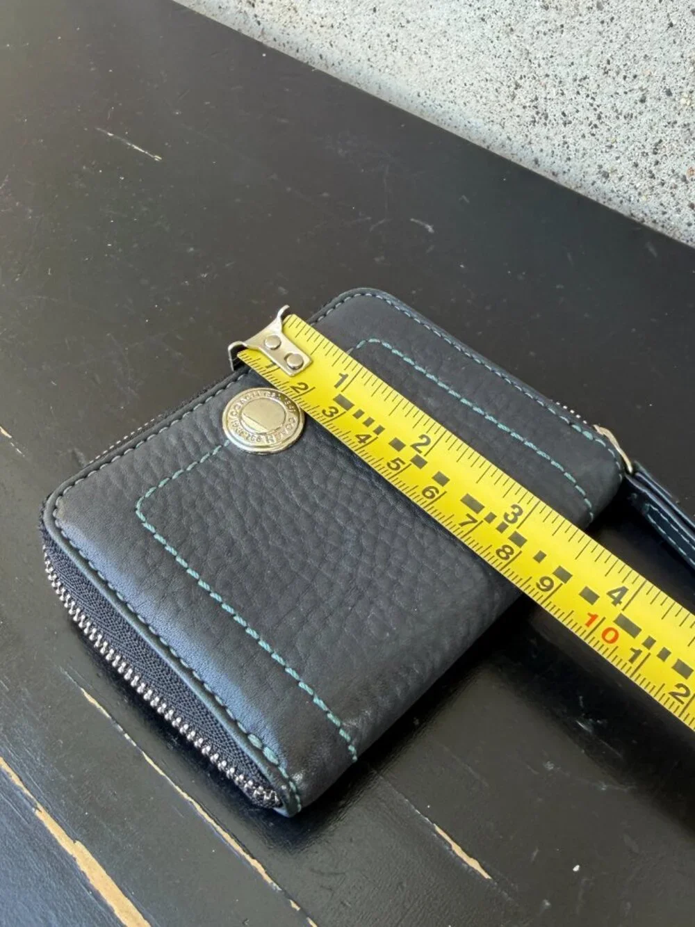 Vintage Coach Black Leather Zip Up Coin Wallet